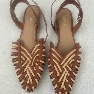 Anthropologie, Pilcro, Women’s Woven Leather Sandals, Size 10, Tan Multi Color